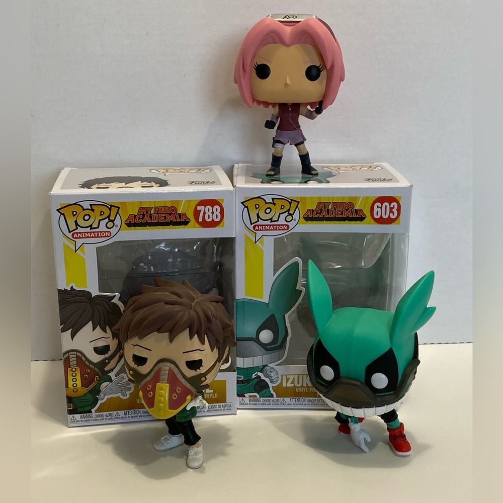 Funko pop lot Naruto Sakura & My Hero Academia Overhaul Izuku Mudoriya Anime